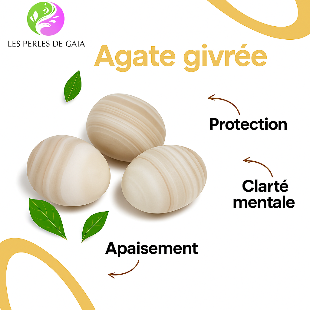 Bracelet "Trouver la paix et la sérénité" en Agate Givrée