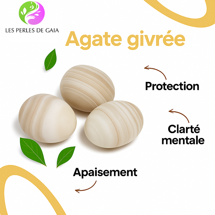 Bracelet "Trouver la paix et la sérénité" en Agate Givrée