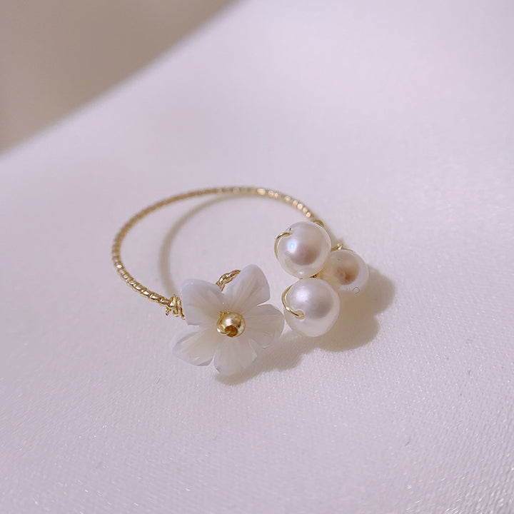 Freshwater Pearl Shell Flower Index Finger Ring