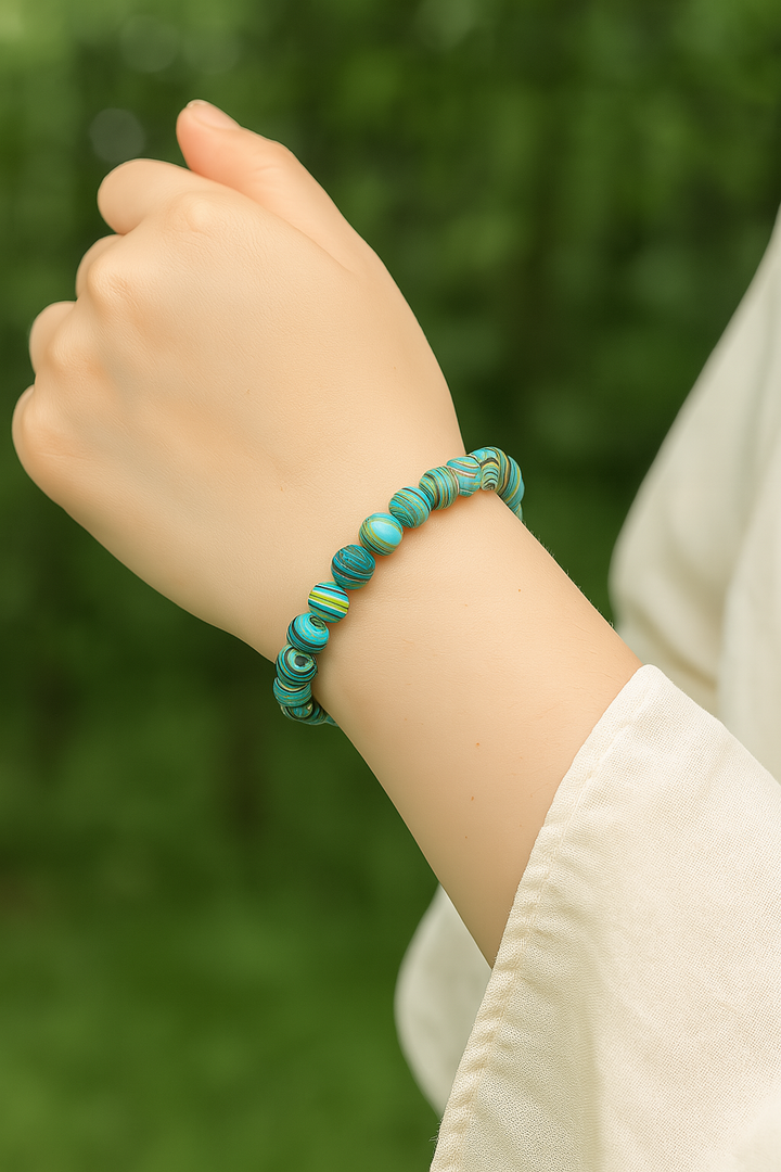 Bracelet "Clairvoyance et Intuition" en Azurite-Malachite