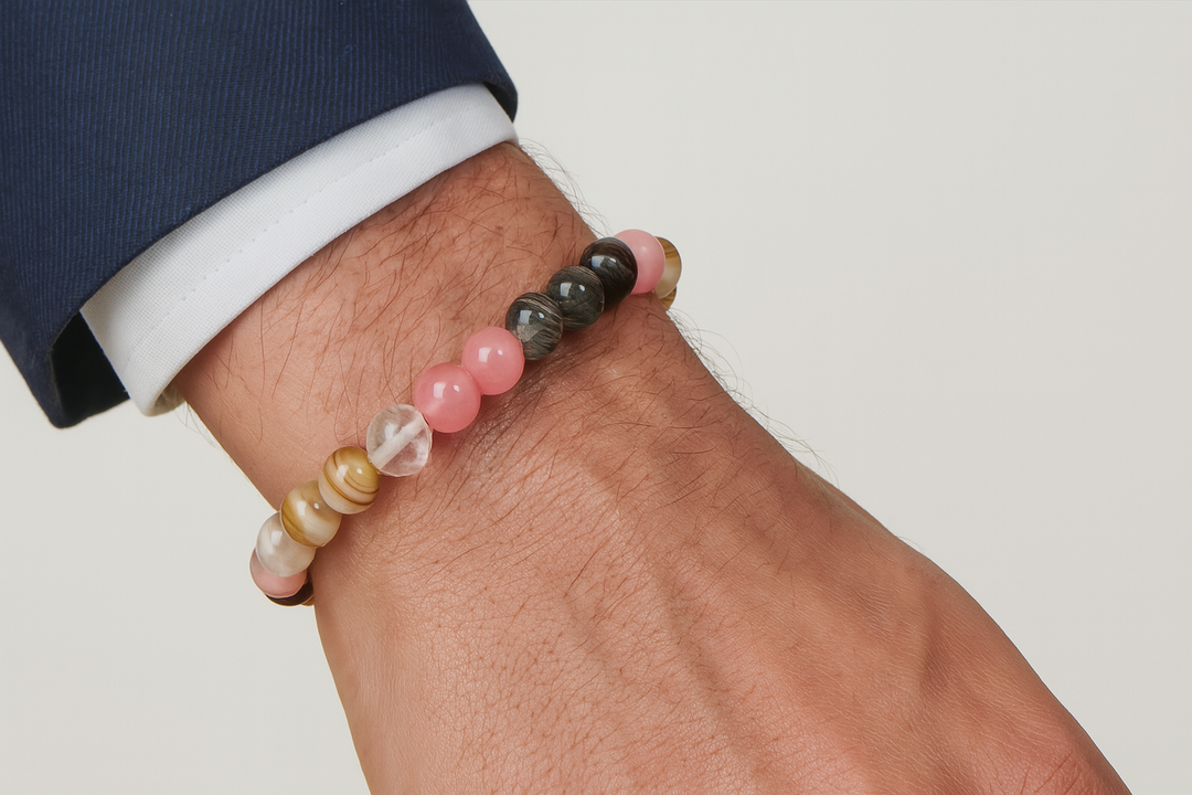 Bracelet "Équilibre Masculin et Féminin" en Agate et Pierre de Lune