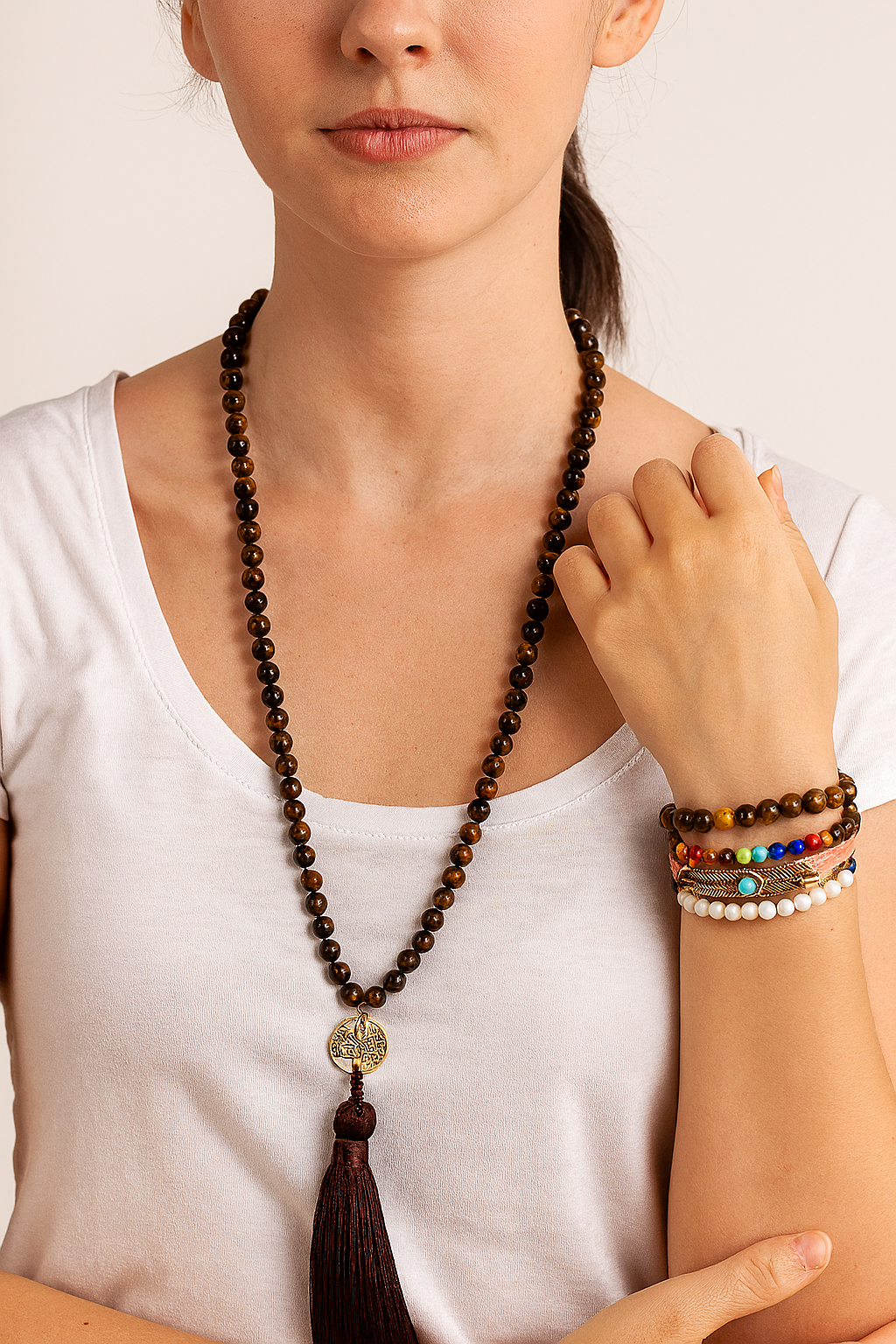 Coffret Mala et Bracelet "7 Chakras & Oeil de Tigre"