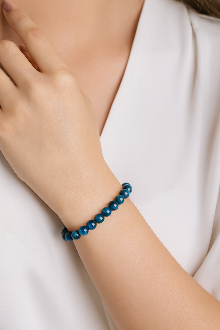Bracelet "Estime de Soi" en Œil de Tigre Bleu