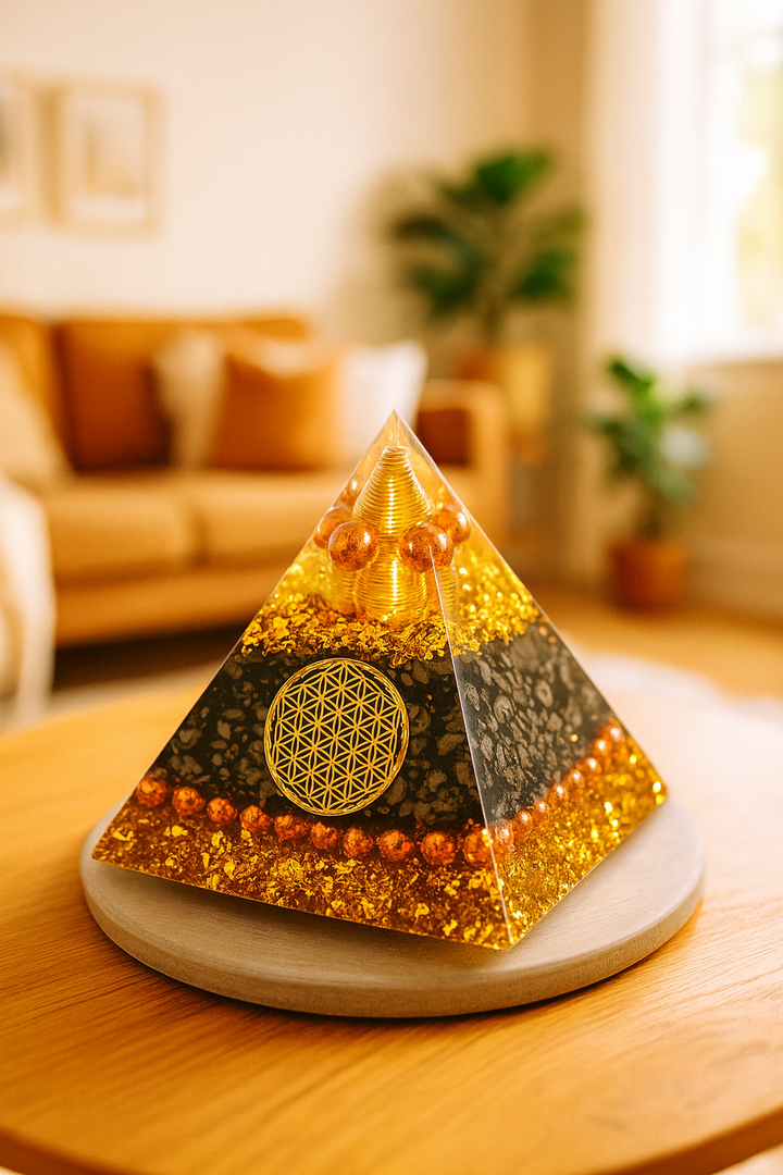 Force et Fortune - Pyramide Orgonite en obsidienne