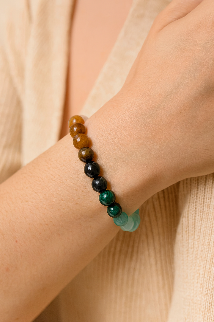 Bracelet Richesse en Aventurine, Citrine, Malachite et Oeil du tigre