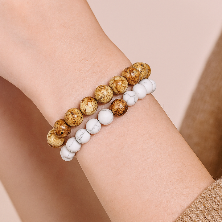 bracelet DUO "Stabilité et Ancrage" en Jaspe Paysage