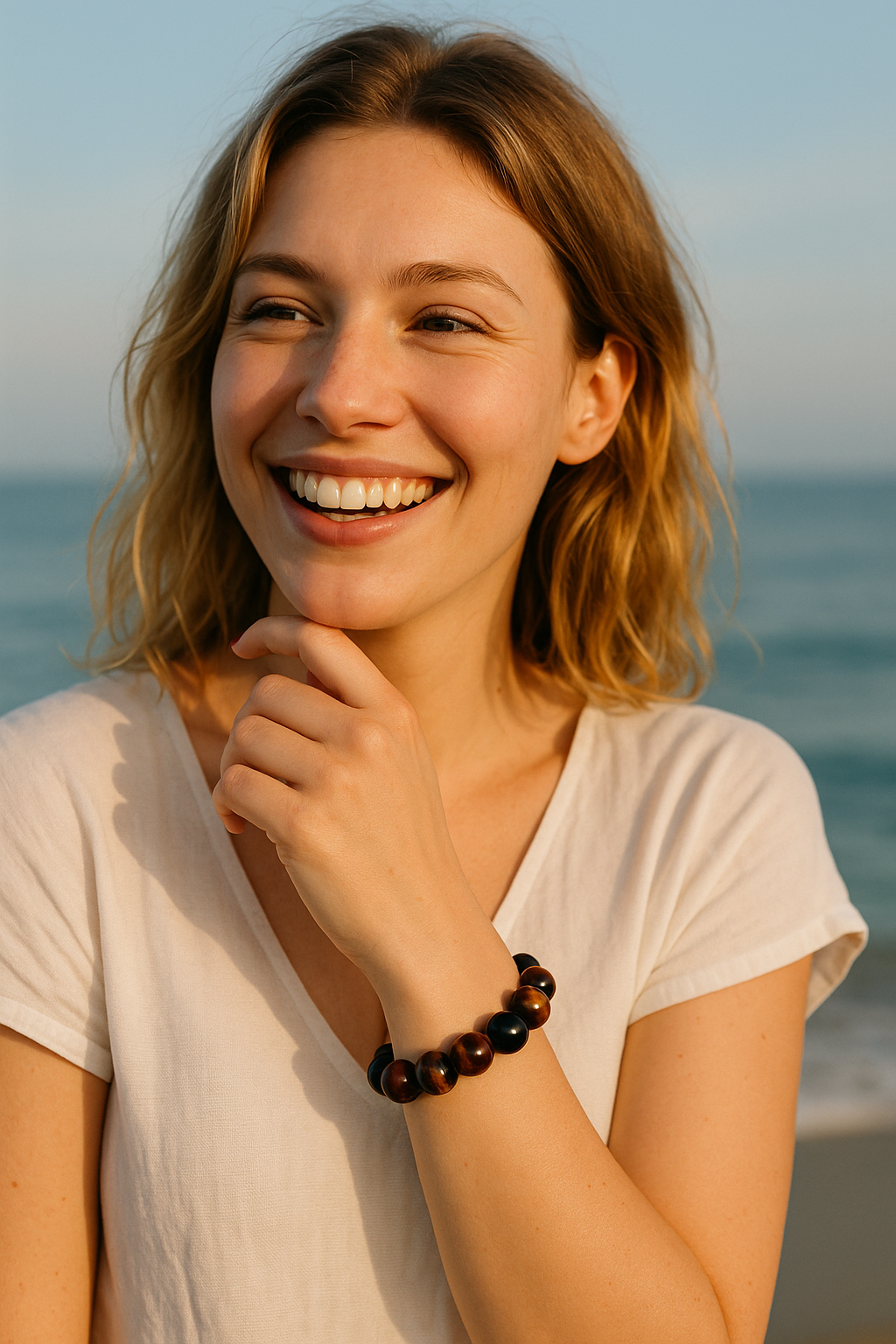 Bracelet "Bouclier extrême" en Oeil de Tigre, Oeil de Taureau & Oeil de Faucon