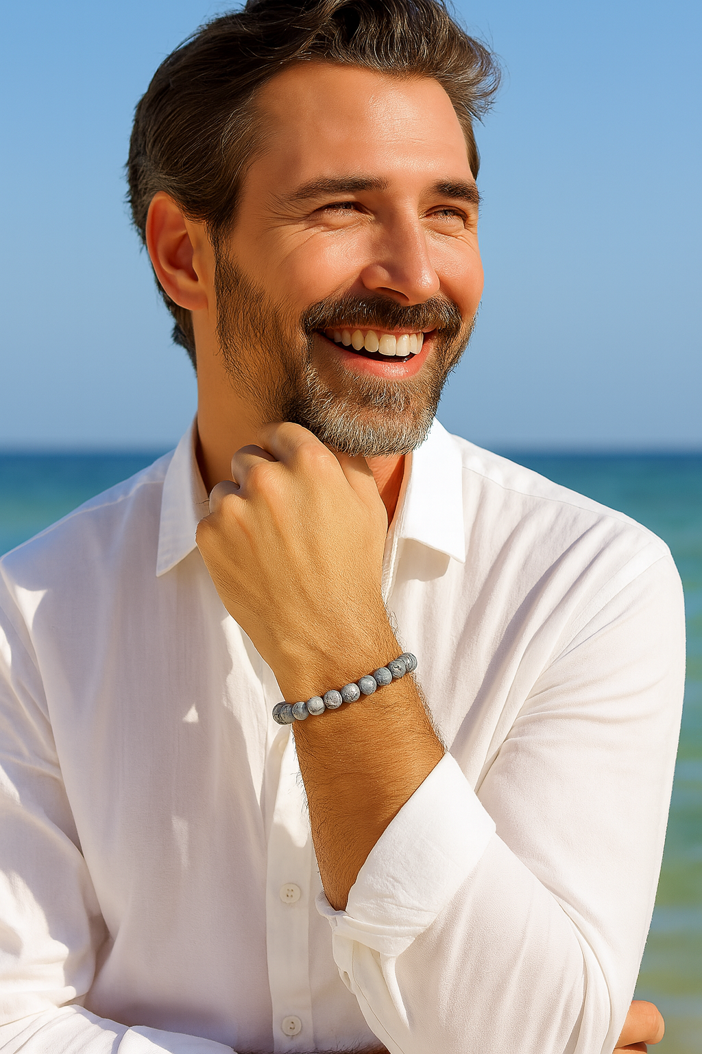 Bracelet "Stabilité des Émotions et Sérénité" en Jaspe Paysage