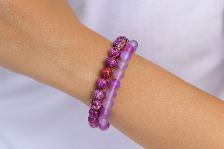 Bracelet DUO "Force Intérieure et Douceur émotionnelle" en Jaspe Impérial et Pierre de Lune