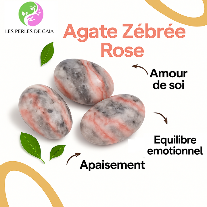 Bracelet DUO "Harmonie & Vitalité" en Agate Zébrée Rose et Jaspe Rouge