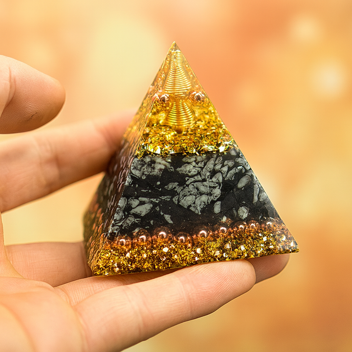 Force et Fortune - Pyramide Orgonite en obsidienne
