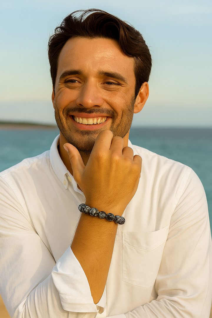 Bracelet "Lucidité et Prise de décision" en Obsidienne Neige