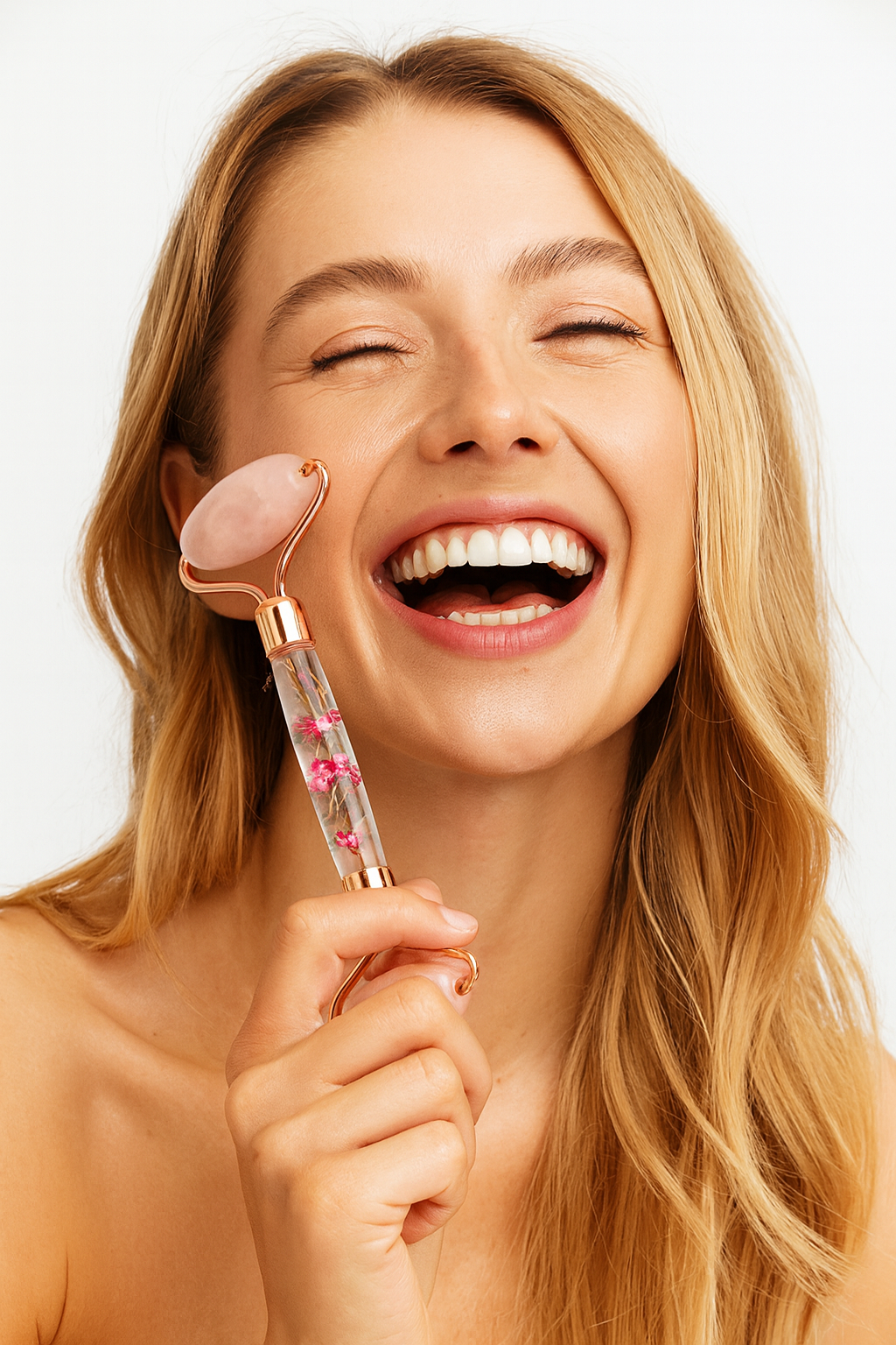 Set de Beauté fleur en Quartz Rose