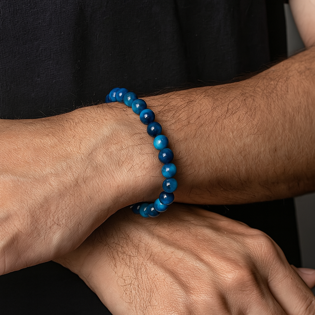Bracelet "Estime de Soi" en Œil de Tigre Bleu