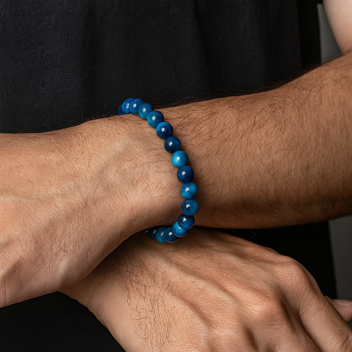 Bracelet "Estime de Soi" en Œil de Tigre Bleu