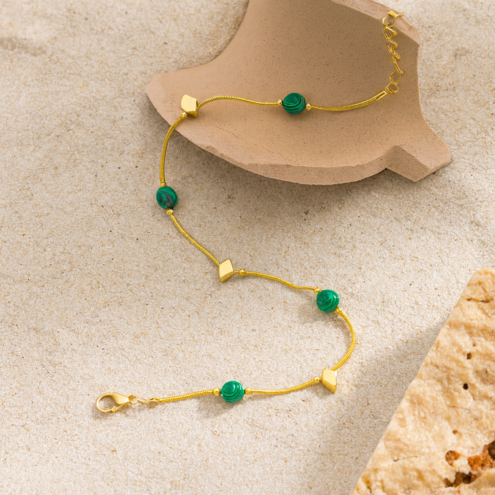 Bracelet de Cheville "Émeraude d’Été"