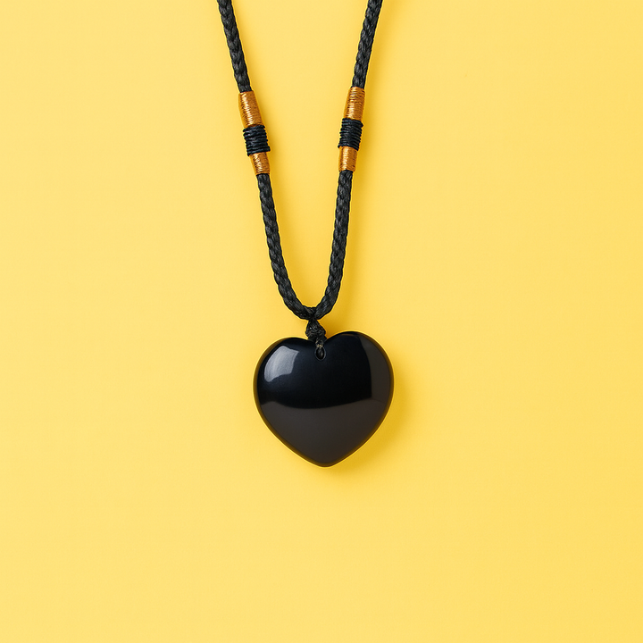 Collier Cœur en Obsidienne