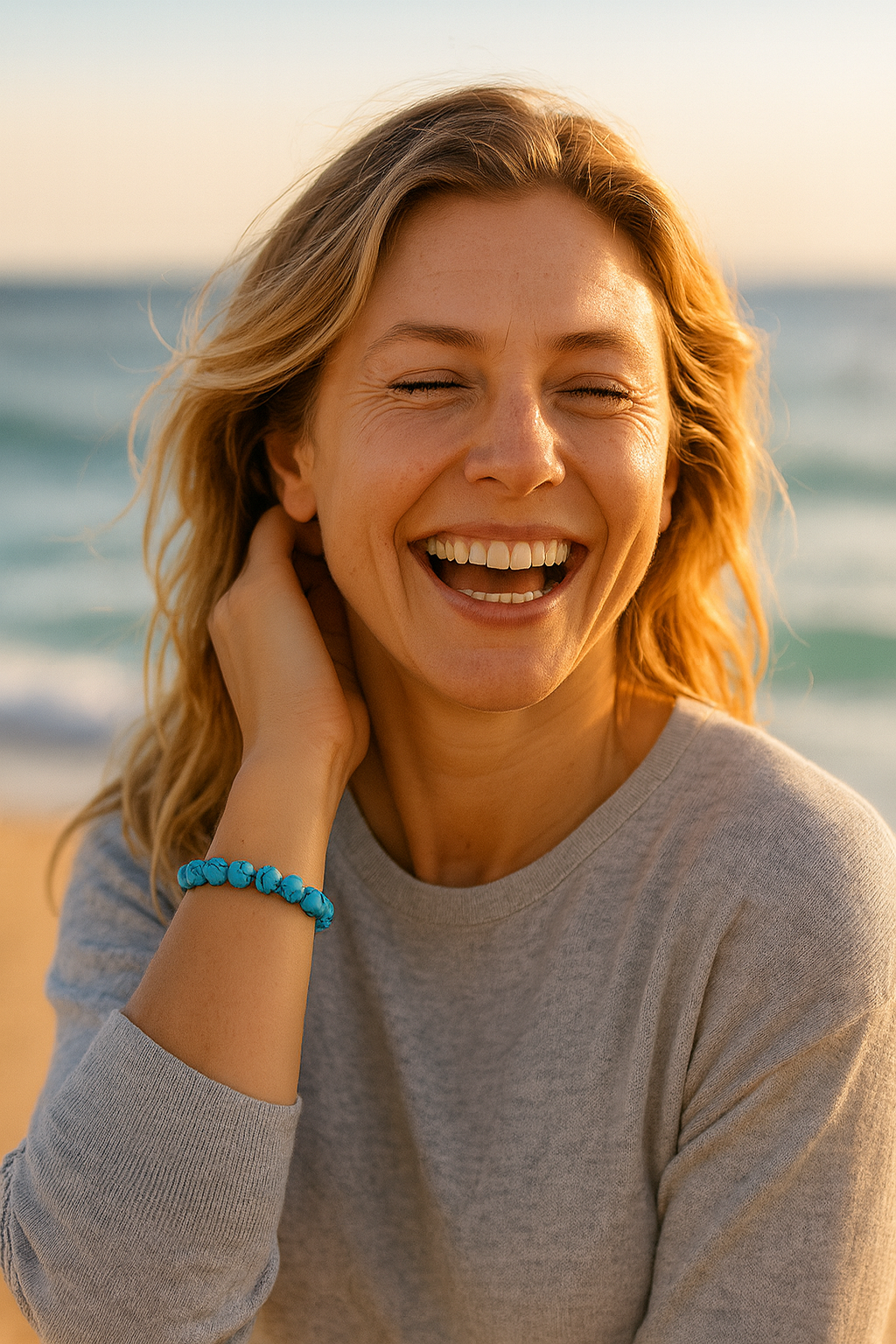 Bracelet "GAIA - Femme Sauvage" en Bleu Turquoise