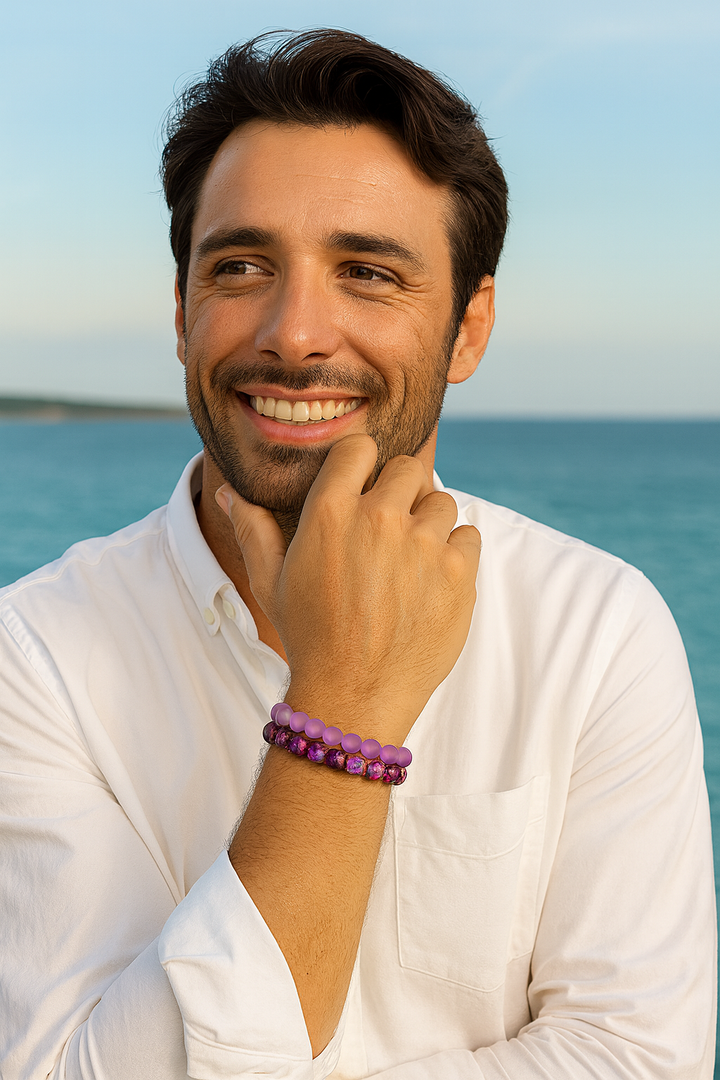 Bracelet DUO "Force Intérieure et Douceur émotionnelle" en Jaspe Impérial et Pierre de Lune
