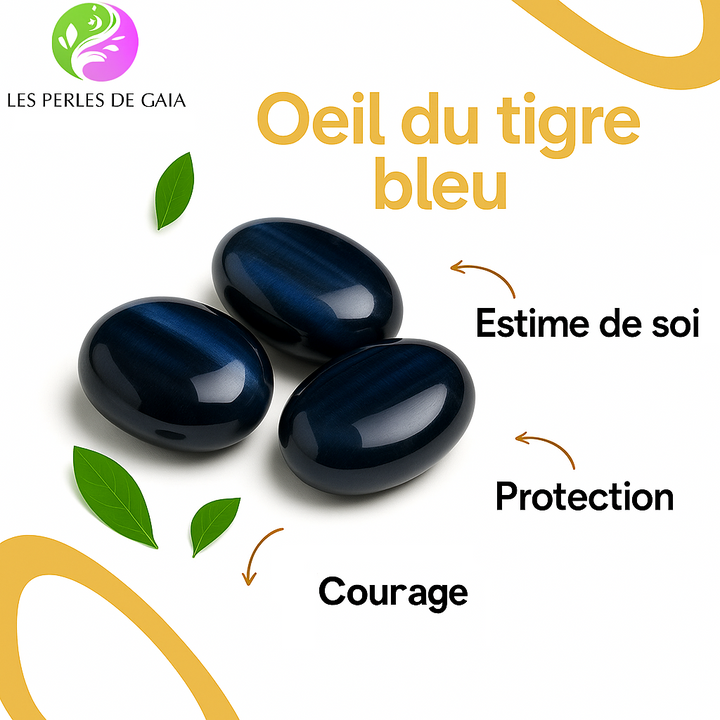 Bracelet "Estime de Soi" en Œil de Tigre Bleu