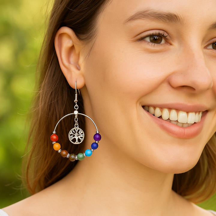 Boucles d’Oreilles "Énergie Chakra" – Pierres Naturelles & Harmonie Intérieure