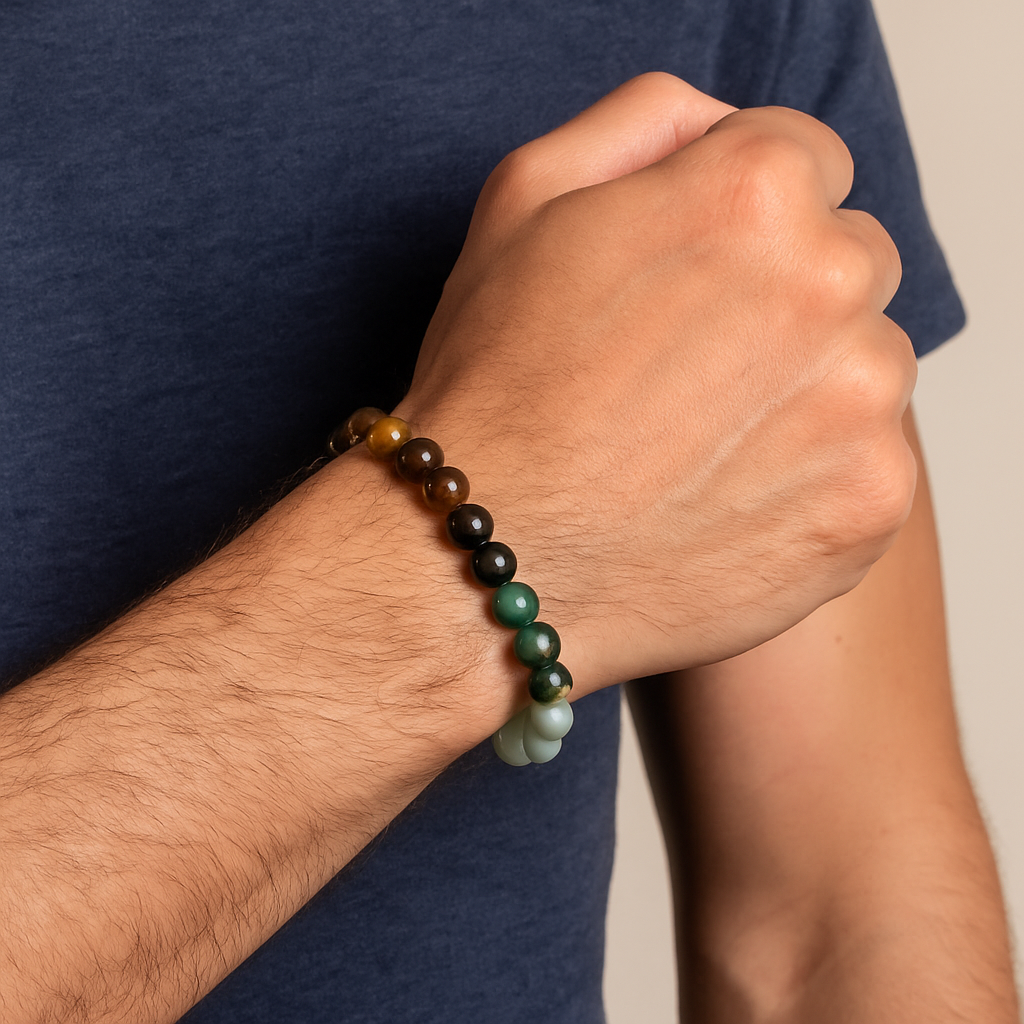 Bracelet Richesse en Aventurine, Citrine, Malachite et Oeil du tigre