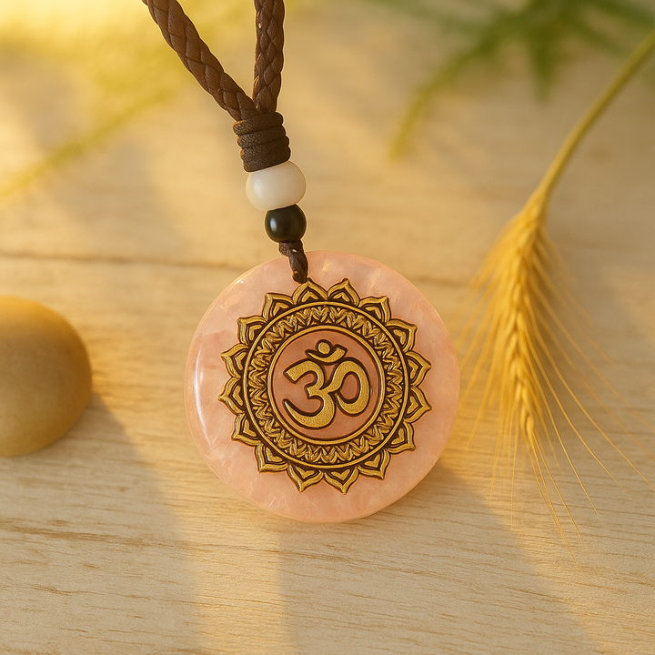 Collier Énergétique “Symbole Om” en Cristal Naturel