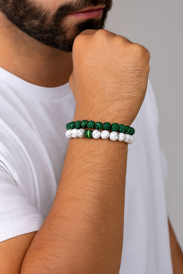 Bracelet DUO "Harmonie et Clarté" en Malachite