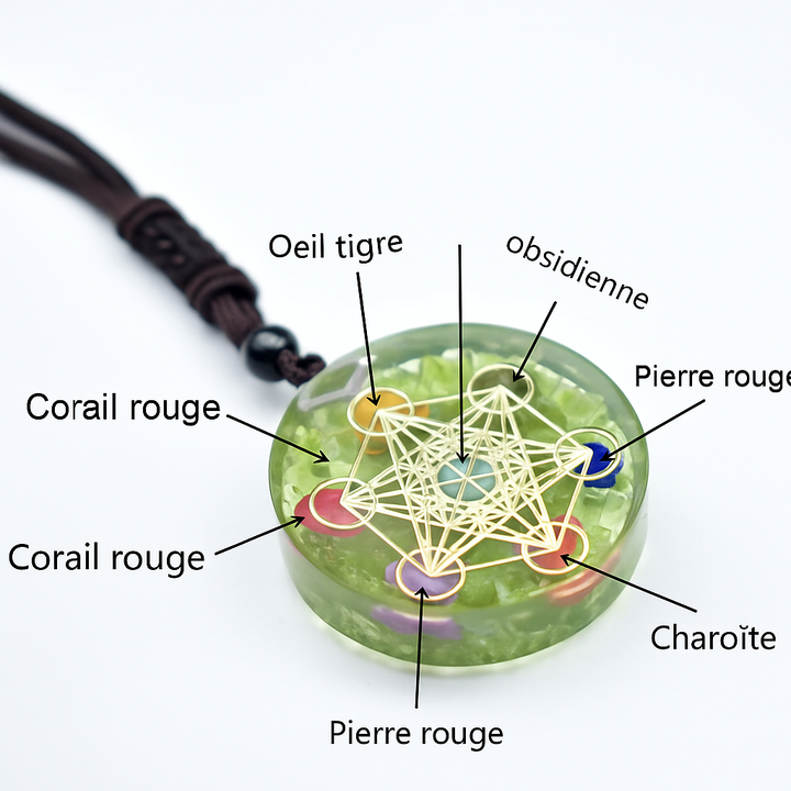 Pendentif Énergie des 7 Chakras - Cube de Metatron