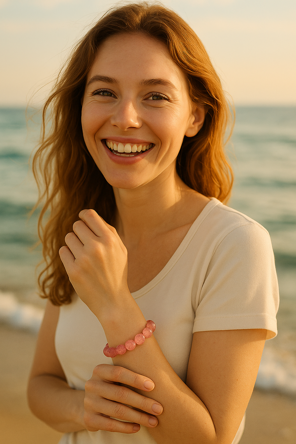 Bracelet "Guérison du Cœur" en Quartz Fraise