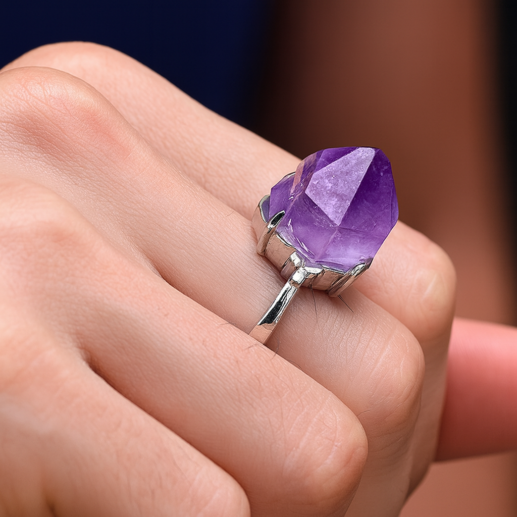 Bague « Force des Étoiles » en Améthyste Brute