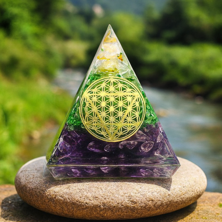Pyramide Orgonite “Équilibre Céleste”